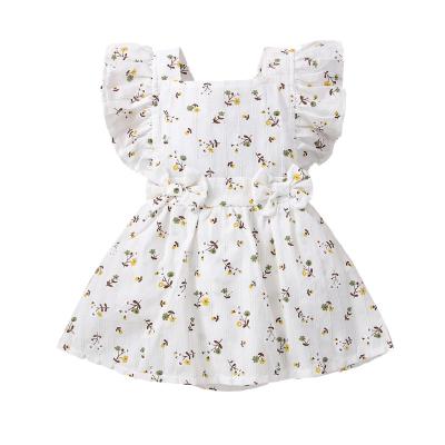 China Girls' Flying Sleeve Dress Baby Clothes Summer Skirt Pure Cotton Breathable Princess Thin Girls Summer Skirt for sale