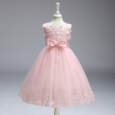 China European and American children's dress girls' bow princess dress sequin flower children's breathable wedding dress for sale