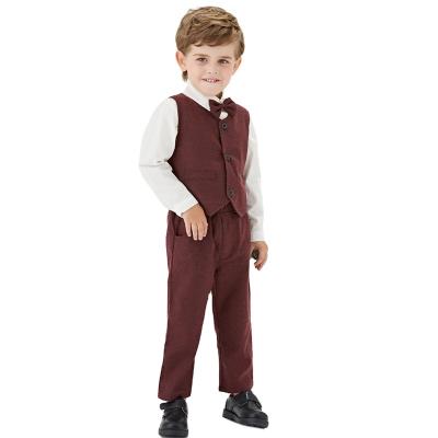 China Cozy Baby Clothes Korean Fashion Gentleman Suit Boy's Vest Dress White Shirt Suit Pants Three Piece Set for sale