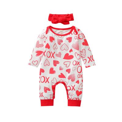 China Long sleeve Korean version of the Valentine's Day love baby winter jumpsuit sweater home newborn clothes 1-3 year old jumpsuit for sale