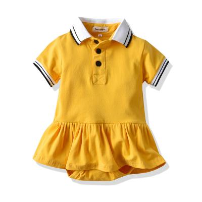 China Winter Doger EM Baby Triangle Romper Ins Baby Pleated Ruffle Edge Cotton One Piece Jumpsuit Short Sleeve for sale