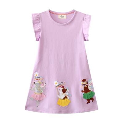 China Baby summer clothing of the European and American children's summer style skirt of the new breathable girls' short-sleeved knitted dress for sale