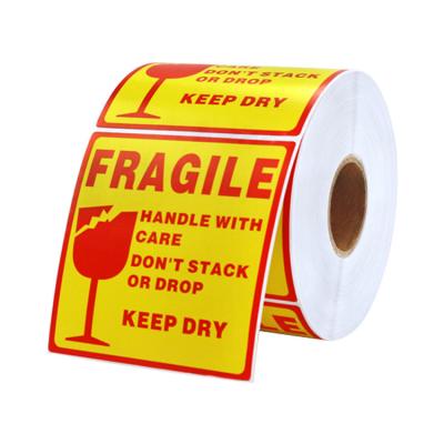 China Package Precaution Heat Sensitive Label Customized Printing Label Warning Fragile Sticker Danger Sticker Adhesive Safety Logo Sticker for sale