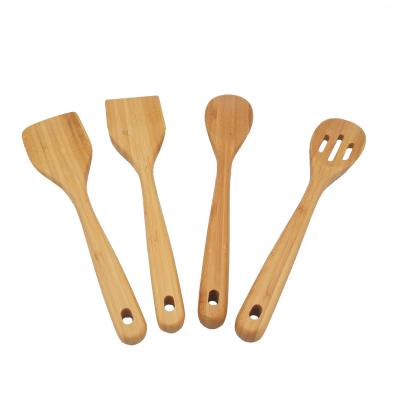 China Sustainable Cheap Durable Heat Resistant Eco-Friendly Soft Bamboo 4 Piece Kitchen Cookware Sets for sale