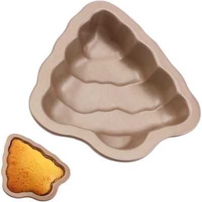 China Sustainable Christmas Tree Shape Mini Cake Pan Chocolate Fudge Sweets Baking Mold for sale