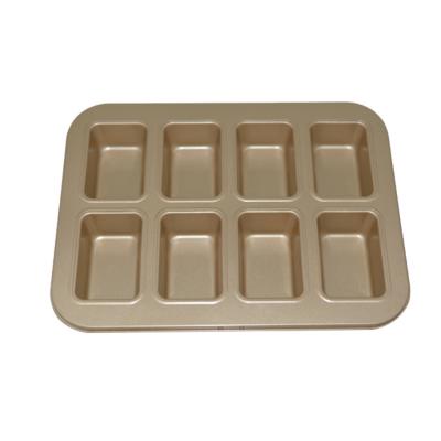 China Sustainable Heavy Duty Non-Stick Carbon Steel 8 Cup Square Roll Pan Bakeware Mold for sale