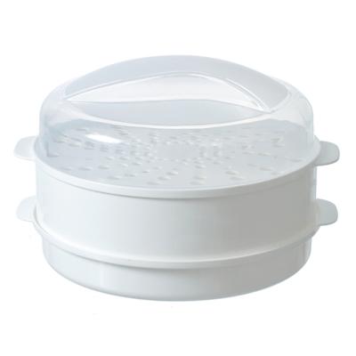 China New Arrival Sustainable Plastic Round Microwave Cookware Stackable Steamer for sale