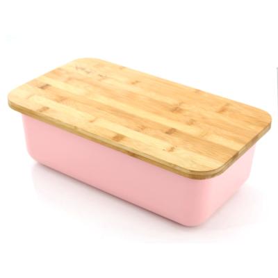 China Bamboo Freshness Keeping Lid Cutting Board Bread Storage Container Saver for sale