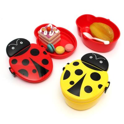 China 2 Layer Cute Ladybug Food Bowl Storage Container for sale