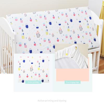 China Folded Ultra Soft Pure Cotton Dinosaur Printed Baby Crib Sheet for sale