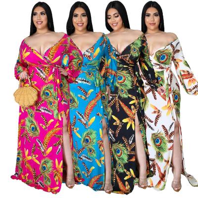 China Maxi Dress Fall viable 2022 elegant 5Xl sexy casual plus size women dresses boutique clothing for sale