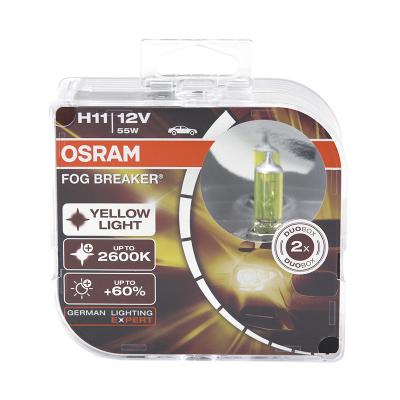 China OSRAM H11FBR 12V 55W PGJ19-1 62211FBR Breaker Halogen Headlight Lamps Fog Lamp Yellow Passat for sale