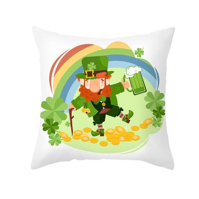 China Folded St. Patrick's Day Cheap Custom Print Cushion Cover Decoration holiday Throw Pillow Cover Blank Sublimation Linen Pillow Case for sale