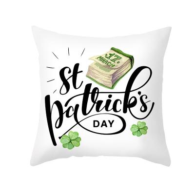 China Folded St. Patrick's Day Cheap Custom Print Cushion Cover Decoration holiday Throw Pillow Cover Blank Sublimation Linen Pillow Case for sale