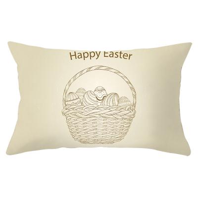 China Folded Easter Day Cheap Custom Print Cushion Cover Decoration holiday Throw Pillow Cover Blank Sublimation Linen Pillow Case for sale