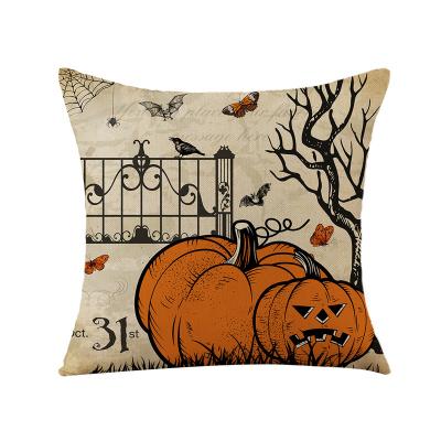 China Folded Home Halloween Cheap Custom Print Cushion Cover Decoration holiday Throw Pillow Cover Blank Sublimation Linen Pillow Case for sale