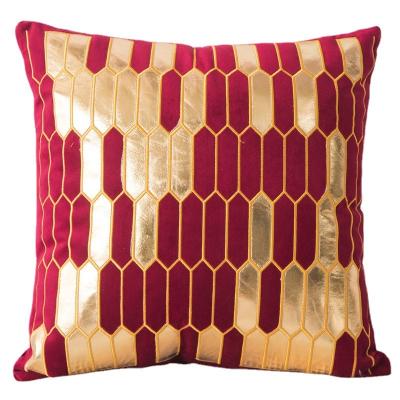 China Folded Wholesale Pillow Cover Luxury Villa Sofa Pillow Case Nordic Velvet Gilded Cushion Cover For Home Decor for sale