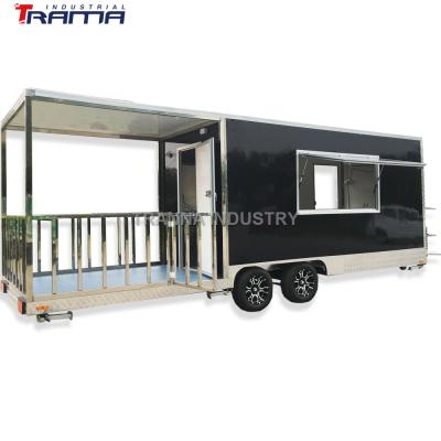 China Vegetable Processing Plant V-Nose Customized Food Trucks Fully Equipped Grill Smoker Concession Trailers Truck BBQ Porch Trailer for sale