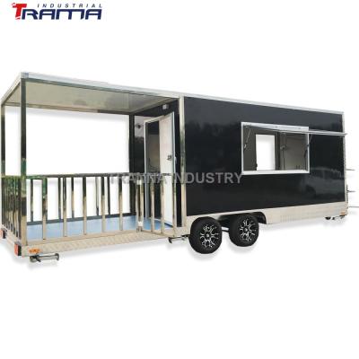 China New 7 x 23 Custom Concession Food Vending BBQ Trailer Vegetable Processing Plant With Large Porch for sale