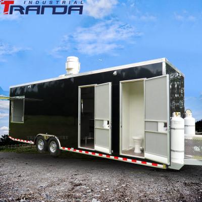 China Vegetable Processing Plant USA V-Nose Enclosed ATV Snowmobile Food Truck Car Carrier Food Trailer With Bathroom for sale