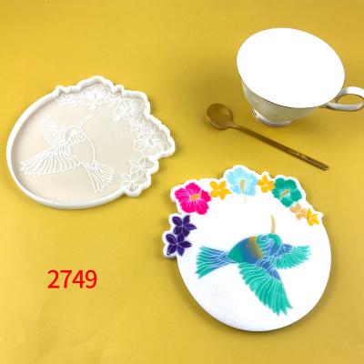 China 2749 Viable Hummingbird Coaster Mold Decorating Silicone Epoxy For Resin Molds for sale