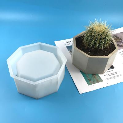 China Modern Hexagon Round Square Silicone Mold Round For Pots Mold Cement Pot Molds Large Pots for sale