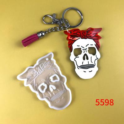 China Viable 5598 Halloween Skull Face Epoxy Resin Mold Silicone Mold for sale