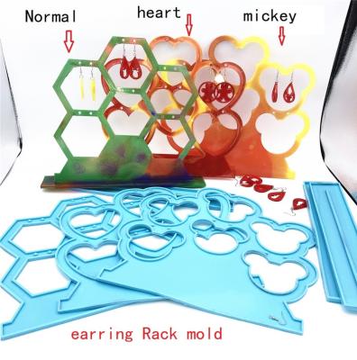 China Viable 4106 4107 4108 hexagon heart mickey mouse earring holder display mold earrings stretch silicone mold for sale