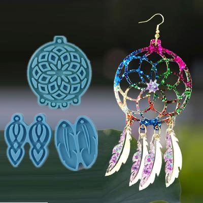 China Stocked Dream Catcher 5293 Key Chain Mold , Feather Pendant Resin Molds for sale