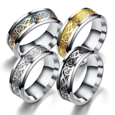 China New Arrival Fashion TRENDY Style High Quality Colors Design Dragon Pattern Gold Plated Silver Stainless Steel Rings for sale