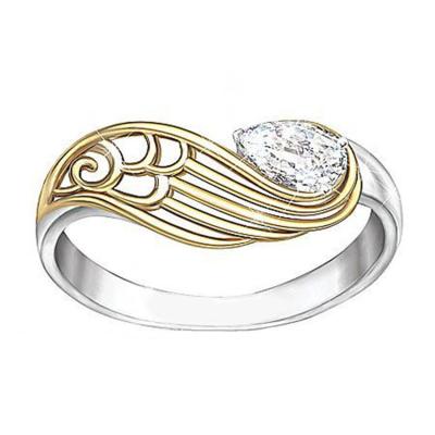 China New Arrival Cute Fashion Two Color High Quality Copper Plated With Zircon Wings Shaped Small Stylish Rings for sale