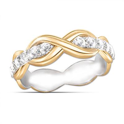 China New Hot Fashion Cute Two Tone Color Copper Women Elegant Design Unique Wholesale Infinity Ring for sale