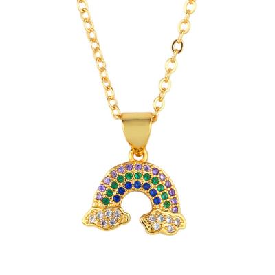 China New Arrival TRENDY High Quality Fashion Colors Crystal Stones Gold Plated Alloy Women Rainbow Necklace for sale