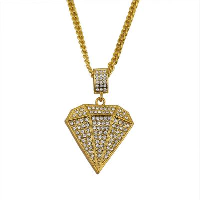 China Hiphop High Quality Fashion Gold Polished New Diamonds Shaped Full Stones Long Chain HipHop Necklace for sale