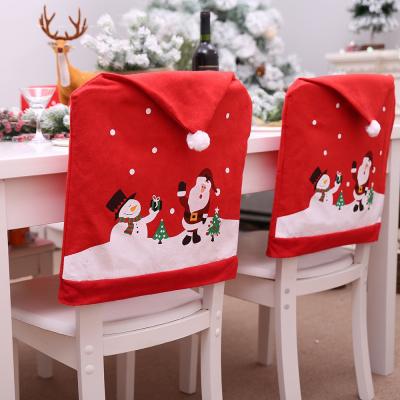 China Party Supplies Wholesale Christmas Indoor Home Chair Cloth Table Decor Christmas Party Decoration Dinner Back Cover for sale