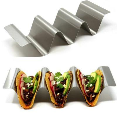 China Wholesale Traditional Stainless Steel Kitchen Metal Fast Food Taco Holder Rack for sale