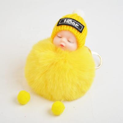 China Eco-Friendly Sleeping Baby - Doll Key Chain Pompom Fur Ball Holder Bag Key Pendant for sale