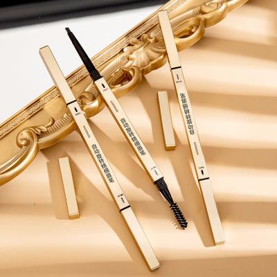 China Waterproof Custom Company Logo Gold Double-headed Eyebrow Pencil With Eyebrow Brush Dark Brown Eyebrow Tint pencil for sale