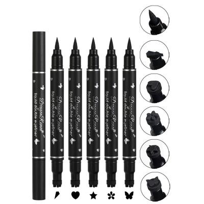 China Waterproof New Arrival Two In One Stamp Liquid Eyeliner Pencil Water Proof Double-Side Liquid Eyeliner Stamp Pen Set For Women for sale