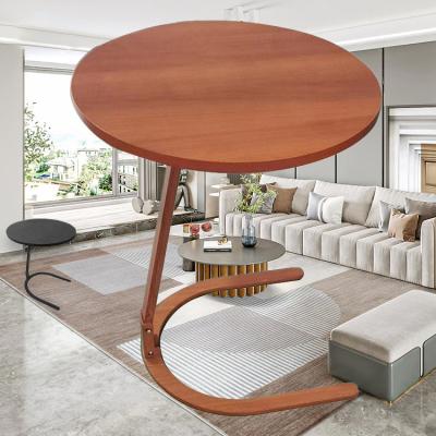 China Custom Colored Round Adjustable Metal Round Indoor Coffee Table (Height) U-shape Wooden Living Room Furniture Storage Side Racks for sale