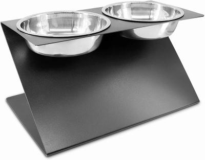 China Sustainable Custom Minimalist 2 Feeder Bowls Pet Plant Elevated Cat Dog Feeding Rack Stainless Steel for sale