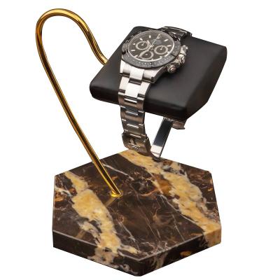 China Luxurious Classic Elegant Marble Leather Display Stand Real Genuine Marble+Metal+Genuine Genuine Leather Watch Manufacturer Direct for sale