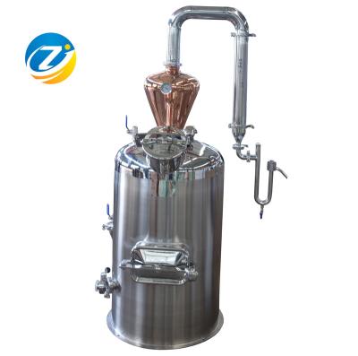 China 150L Distillery Steam Heating Essential Oil Distillation Mounted Distillation Equipment Copper Head Distillery for sale