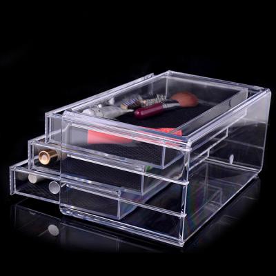 China Digi Products Wholesale Acrylic Counter Top Acrylic 3 Custom Drawers Cosmetic Display for sale