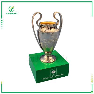 China Europe champion trophy display rack trophies display rack green base acrylic material for sale