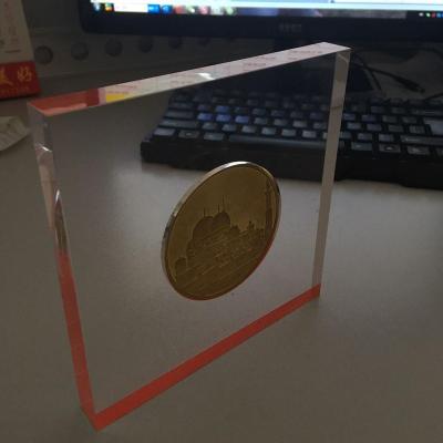 China 18mm Plexiglass Block Coin Display Stand 18mm Clear Acrylic Clear Acrylic Coin Holder for sale