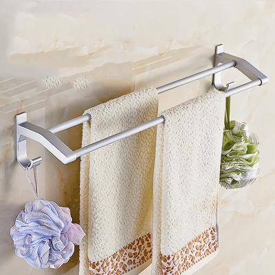 China Bathroom Accessories Easy Assembly Wall Mounted Aluminum Single / Double Bar Towel Rack For Bathroom for sale