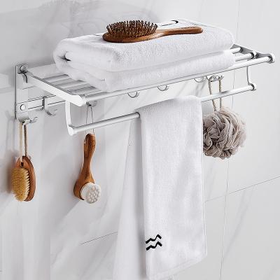 China Easy Assembly High Quality Bathroom Folding Towel Rack Aluminum Folding Towel Rail Bar for sale