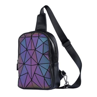 China Wholesale Water Proof 2022 Summer Latest Waist Unisex Chest Bag Luminous Trendy Geometric Lattice Springs Bag Unisex Chest Bag for sale