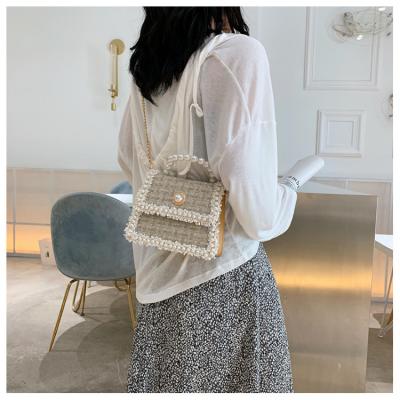 China Mini Bags For Women Bags Small Handbags Autumn And Winter Pearl Chain One Shoulder Bohemian Oblique Square Bag for sale